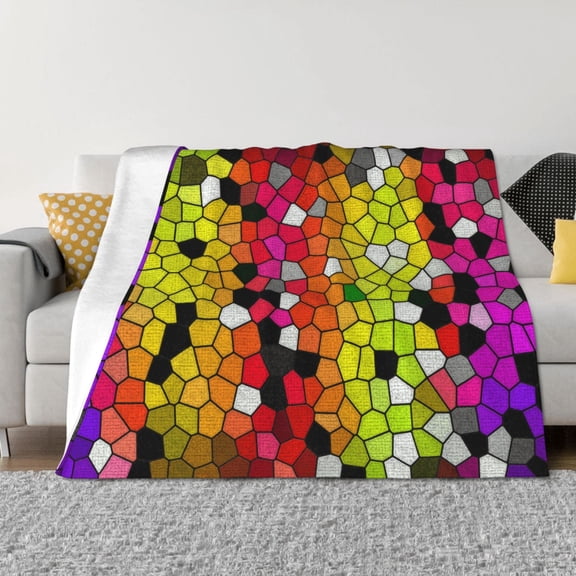Rozeui Colorful Tie Dye Stained Glass 1 for Flannel Blanket, Soft Fuzzy Plush King Blanket for Winter, Thick and Warm All-Season Bed Throw-50"x40"