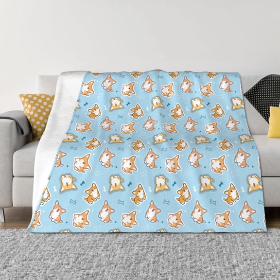 Rozeui Corgi Dog 1 for Flannel Blanket, Soft Fuzzy Plush King Blanket for Winter, Thick and Warm All-Season Bed Throw-40"x30"