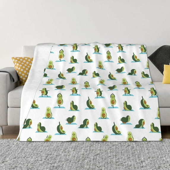 Rozeui Cute Avocado Yoga for Flannel Blanket, Soft Fuzzy Plush King Blanket for Winter, Thick and Warm All-Season Bed Throw-40"x30"
