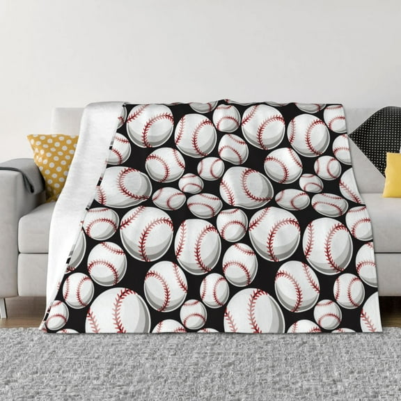 Rozeui Cute Baseball for Flannel Blanket, Soft Fuzzy Plush King Blanket for Winter, Thick and Warm All-Season Bed Throw-40"x30"