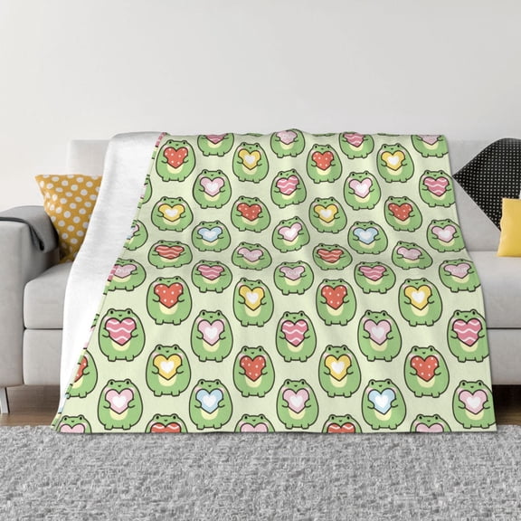 Rozeui Cute Chubby Frog for Flannel Blanket, Soft Fuzzy Plush King Blanket for Winter, Thick and Warm All-Season Bed Throw-40"x30"