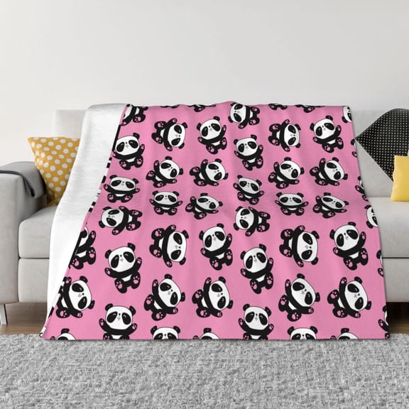 Rozeui Cute Panda for Flannel Blanket, Soft Fuzzy Plush King Blanket for Winter, Thick and Warm All-Season Bed Throw-50"x40"