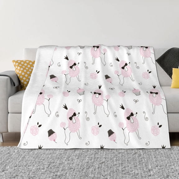 Rozeui Cute Poodle Dog for Flannel Blanket, Soft Fuzzy Plush King Blanket for Winter, Thick and Warm All-Season Bed Throw-40"x30"
