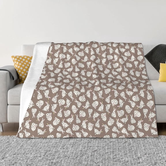 Rozeui Cute Rabbit for Flannel Blanket, Soft Fuzzy Plush King Blanket for Winter, Thick and Warm All-Season Bed Throw-40"x30"