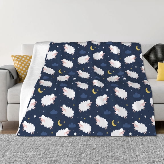 Rozeui Cute Sheep 1 for Flannel Blanket, Soft Fuzzy Plush King Blanket for Winter, Thick and Warm All-Season Bed Throw-50"x40"