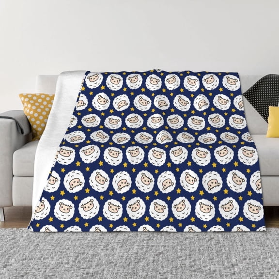 Rozeui Cute Sheep With Star for Flannel Blanket, Soft Fuzzy Plush King Blanket for Winter, Thick and Warm All-Season Bed Throw-40"x30"