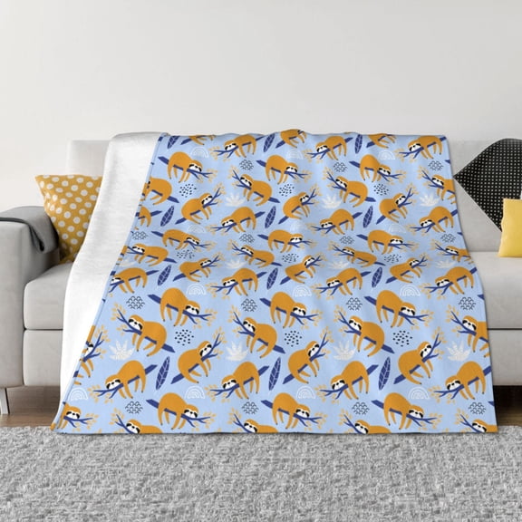 Rozeui Cute Sloth for Flannel Blanket, Soft Fuzzy Plush King Blanket for Winter, Thick and Warm All-Season Bed Throw-40"x30"