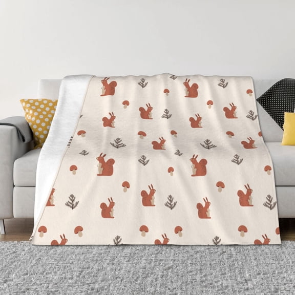 Rozeui Cute Squirrel for Flannel Blanket, Soft Fuzzy Plush King Blanket for Winter, Thick and Warm All-Season Bed Throw-40"x30"