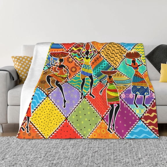 Rozeui Dancing African Womans for Flannel Blanket, Soft Fuzzy Plush King Blanket for Winter, Thick and Warm All-Season Bed Throw-40"x30"