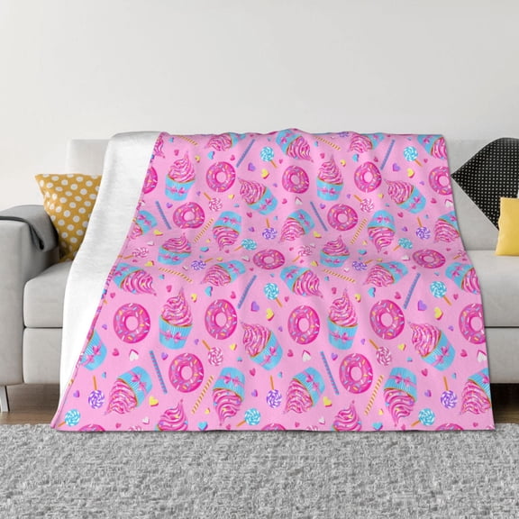 Rozeui Donuts for Flannel Blanket, Soft Fuzzy Plush King Blanket for Winter, Thick and Warm All-Season Bed Throw-40"x30"