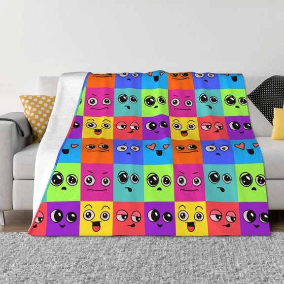 Rozeui Doodle Faces Emotions for Flannel Blanket, Soft Fuzzy Plush King Blanket for Winter, Thick and Warm All-Season Bed Throw-40"x30"