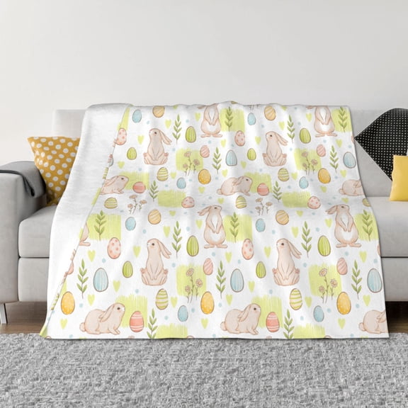 Rozeui Easter Rabbit for Flannel Blanket, Soft Fuzzy Plush King Blanket for Winter, Thick and Warm All-Season Bed Throw-40"x30"