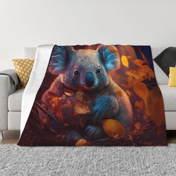 Rozeui Forest Koala for Flannel Blanket, Soft Fuzzy Plush King Blanket for Winter, Thick and Warm All-Season Bed Throw-50"x40"