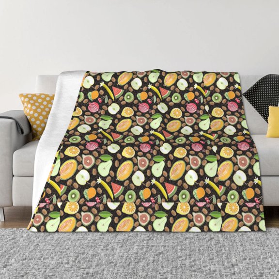 Rozeui Fruits for Flannel Blanket, Soft Fuzzy Plush King Blanket for Winter, Thick and Warm All-Season Bed Throw-40"x30"