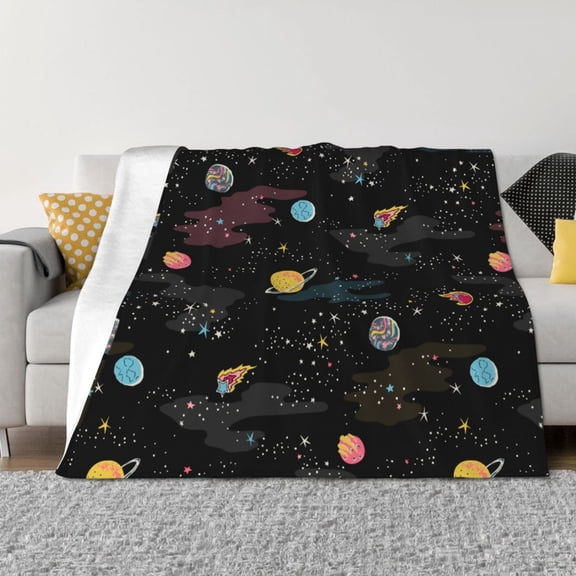 Rozeui Galaxy for Flannel Blanket, Soft Fuzzy Plush King Blanket for Winter, Thick and Warm All-Season Bed Throw-40"x30"