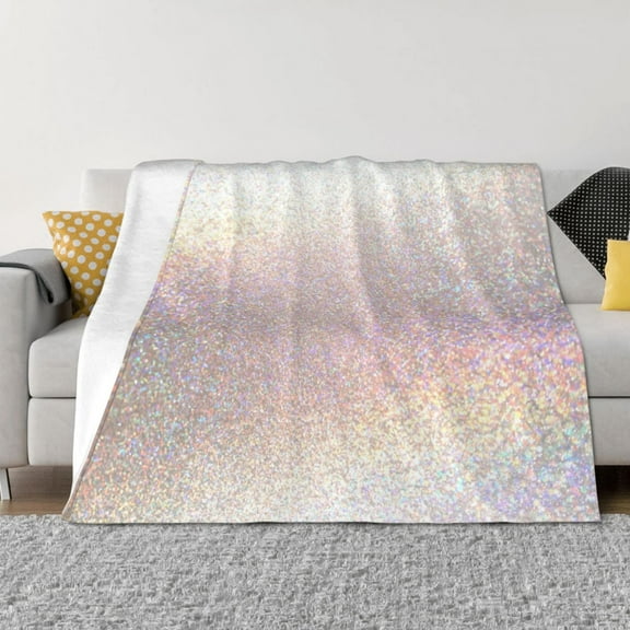 Rozeui Glitter Light Pearl for Flannel Blanket, Soft Fuzzy Plush King Blanket for Winter, Thick and Warm All-Season Bed Throw-50"x40"