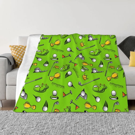 Rozeui Golf Sport Club for Flannel Blanket, Soft Fuzzy Plush King Blanket for Winter, Thick and Warm All-Season Bed Throw-40"x30"
