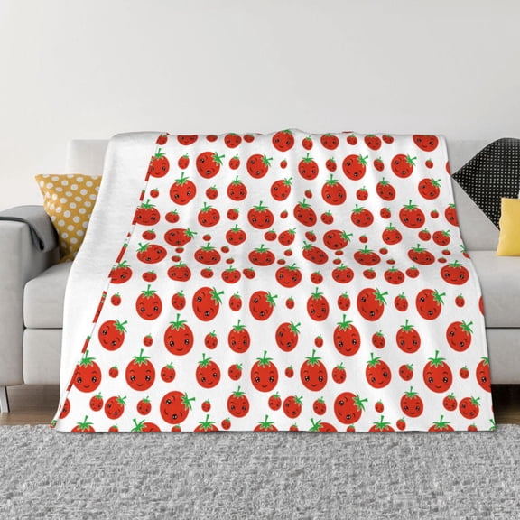 Rozeui Hand Drawn Tomatoes for Flannel Blanket, Soft Fuzzy Plush King Blanket for Winter, Thick and Warm All-Season Bed Throw-40"x30"