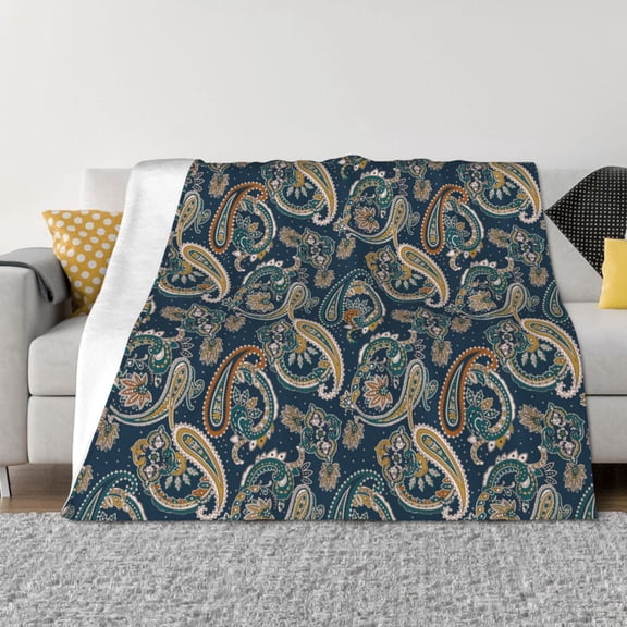 Rozeui Indian Paisley 2 for Flannel Blanket, Soft Fuzzy Plush King Blanket for Winter, Thick and Warm All-Season Bed Throw-40"x30"