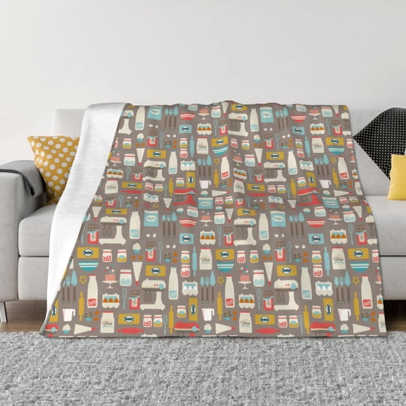 Rozeui Kitchen Food for Flannel Blanket, Soft Fuzzy Plush King Blanket for Winter, Thick and Warm All-Season Bed Throw-50"x40"