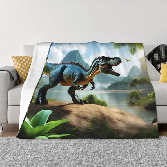 Rozeui Lake Forest Dinosaur A for Flannel Blanket, Soft Fuzzy Plush King Blanket for Winter, Thick and Warm All-Season Bed Throw-40"x30"