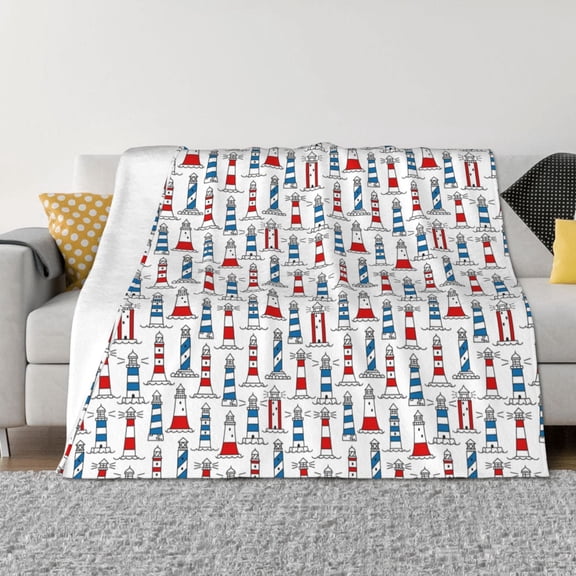 Rozeui Lighthouse And Beacon for Flannel Blanket, Soft Fuzzy Plush King Blanket for Winter, Thick and Warm All-Season Bed Throw-40"x30"