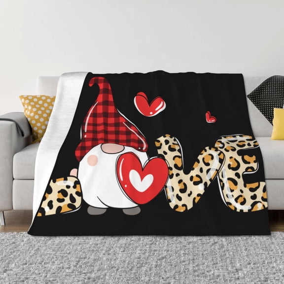 Rozeui Love Gnomes for Flannel Blanket, Soft Fuzzy Plush King Blanket for Winter, Thick and Warm All-Season Bed Throw-40"x30"