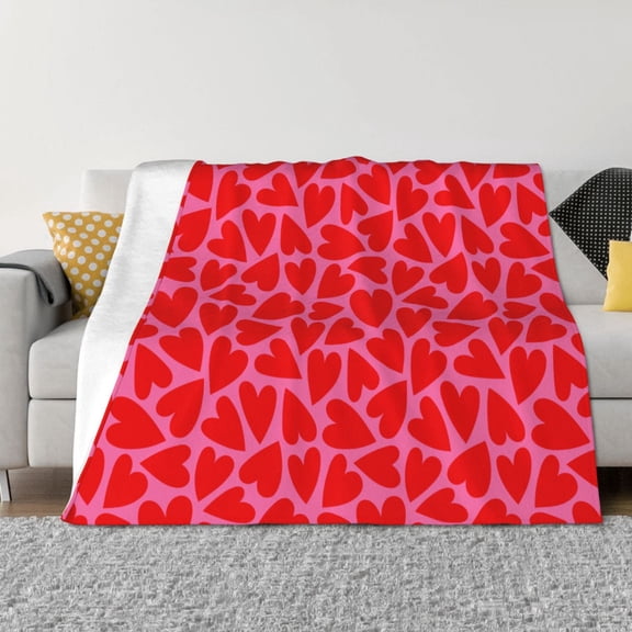 Rozeui Love Heart for Flannel Blanket, Soft Fuzzy Plush King Blanket for Winter, Thick and Warm All-Season Bed Throw-50"x40"