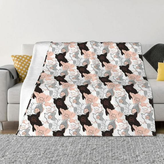 Rozeui Pigs for Flannel Blanket, Soft Fuzzy Plush King Blanket for Winter, Thick and Warm All-Season Bed Throw-50"x40"
