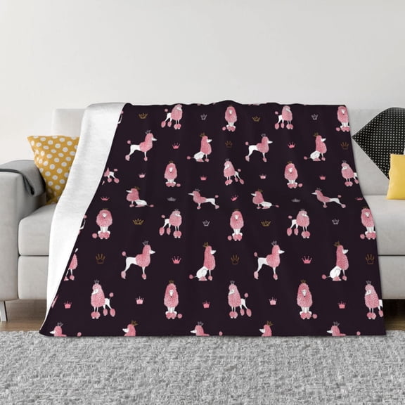 Rozeui Poodle Dog for Flannel Blanket, Soft Fuzzy Plush King Blanket for Winter, Thick and Warm All-Season Bed Throw-40"x30"