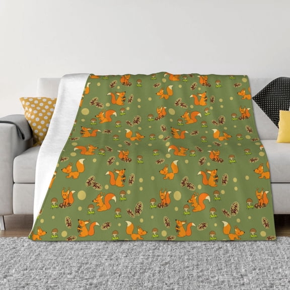 Rozeui Squirrel And Nuts for Flannel Blanket, Soft Fuzzy Plush King Blanket for Winter, Thick and Warm All-Season Bed Throw-40"x30"