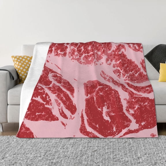 Rozeui Striped Meat for Flannel Blanket, Soft Fuzzy Plush King Blanket for Winter, Thick and Warm All-Season Bed Throw-40"x30"