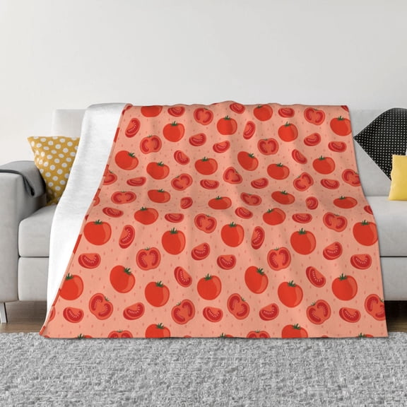 Rozeui Tomato for Flannel Blanket, Soft Fuzzy Plush King Blanket for Winter, Thick and Warm All-Season Bed Throw-40"x30"