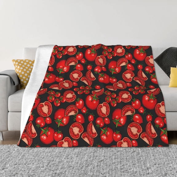Rozeui Tomato for Flannel Blanket, Soft Fuzzy Plush King Blanket for Winter, Thick and Warm All-Season Bed Throw-40"x30"