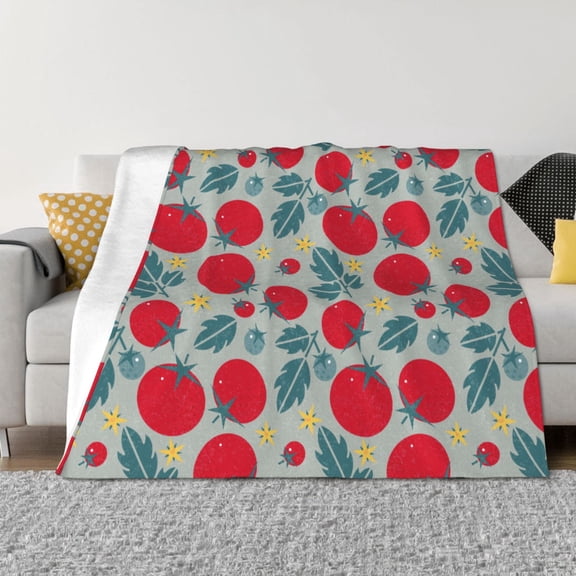Rozeui Tomato for Flannel Blanket, Soft Fuzzy Plush King Blanket for Winter, Thick and Warm All-Season Bed Throw-40"x30"