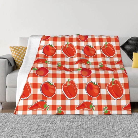 Rozeui Tomatoes And Chili for Flannel Blanket, Soft Fuzzy Plush King Blanket for Winter, Thick and Warm All-Season Bed Throw-40"x30"