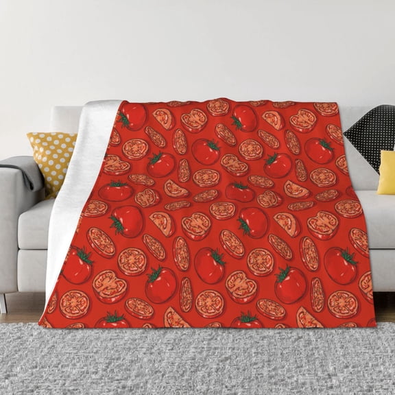 Rozeui Tomatoes for Flannel Blanket, Soft Fuzzy Plush King Blanket for Winter, Thick and Warm All-Season Bed Throw-40"x30"