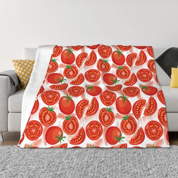 Rozeui Tomatoes for Flannel Blanket, Soft Fuzzy Plush King Blanket for Winter, Thick and Warm All-Season Bed Throw-40"x30"