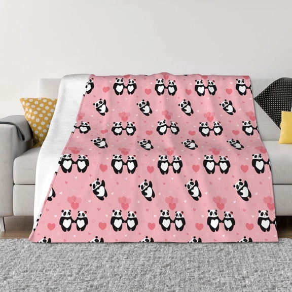 Rozeui Valentine'S Day Panda for Flannel Blanket, Soft Fuzzy Plush King Blanket for Winter, Thick and Warm All-Season Bed Throw-40"x30"