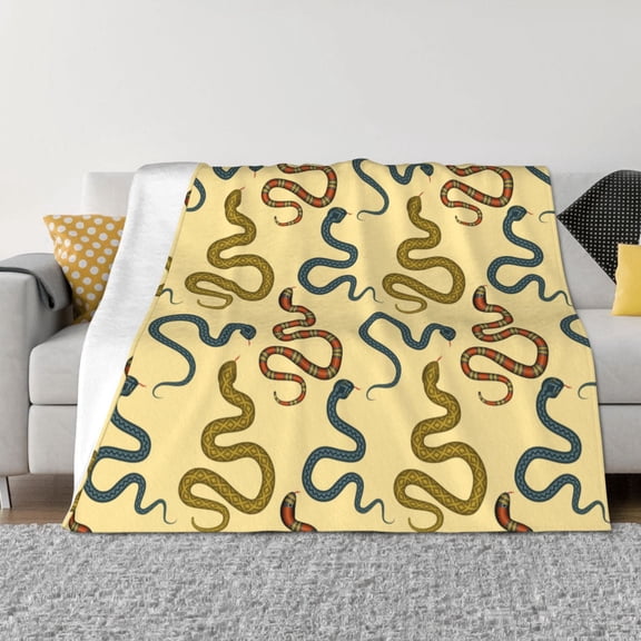 Rozeui Various Snake for Flannel Blanket, Soft Fuzzy Plush King Blanket for Winter, Thick and Warm All-Season Bed Throw-40"x30"