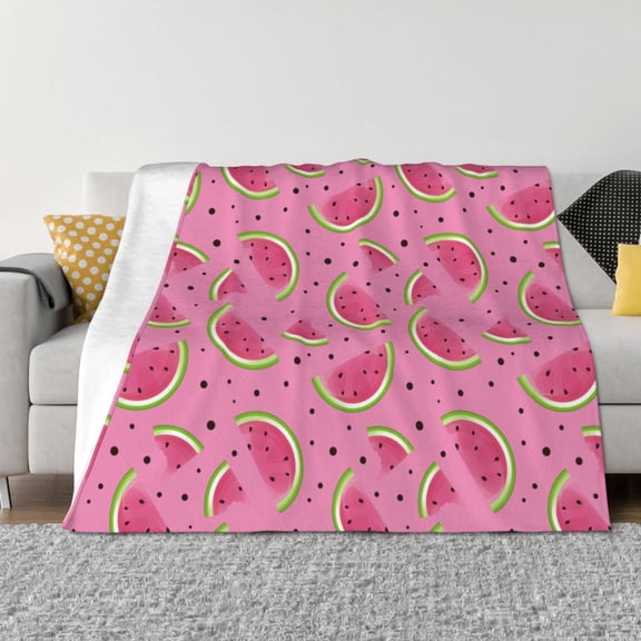Rozeui Watermelon for Flannel Blanket, Soft Fuzzy Plush King Blanket for Winter, Thick and Warm All-Season Bed Throw-40"x30"