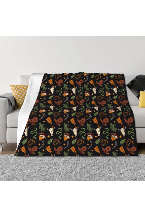 Wild West Cowboy for Flannel Blanket, Soft Fuzzy Plush King Blanket for Winter, Thick and Warm All-Season Bed Throw-40"x30"