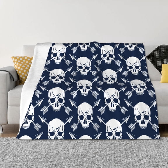 Rozeui white arrow Skull for Flannel Blanket, Soft Fuzzy Plush King Blanket for Winter, Thick and Warm All-Season Bed Throw-40"x30"