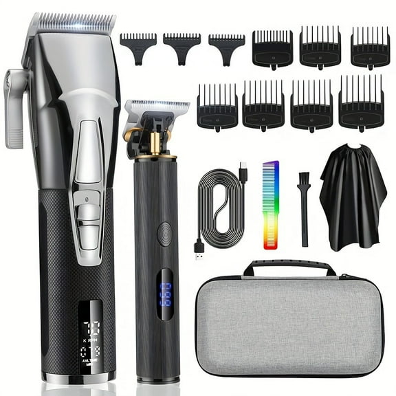 Rechargeable Hair Clippers for Men, Cordless Electric Hair Cutting Kit, Barber Trimmers with Guards
