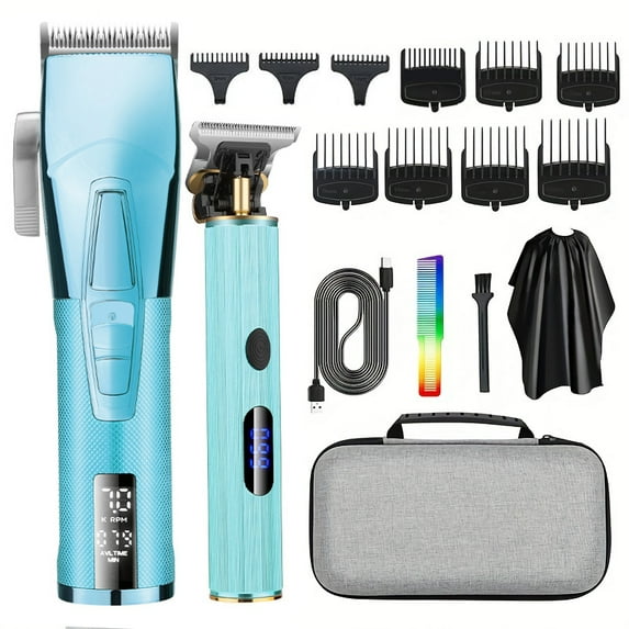 Rechargeable Hair Clippers for Men, Cordless Electric Hair Cutting Kit, Barber Trimmers with Guards