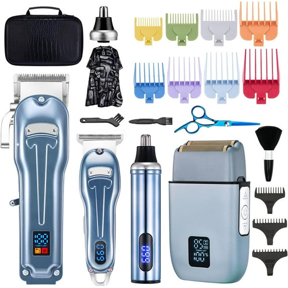Cordless Hair Clippers And Shaver Set Rechargeable Hair Grooming Kit For Head, Nose, Beard, Body