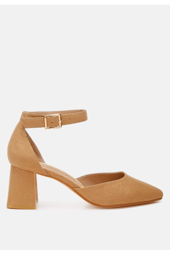 Rozita Microfiber Block Heel Sandals