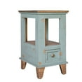 thumbnail image 1 of Rozy 26 Inch Chairside End Table, Teal Blue Pine Wood, Hand Finished, 1 of 5