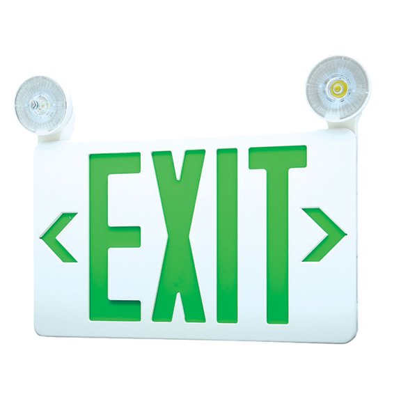 Rp Lighting And Fans Rxel37-1 12" Standard Led Green Double Face Exit Emergency Combo