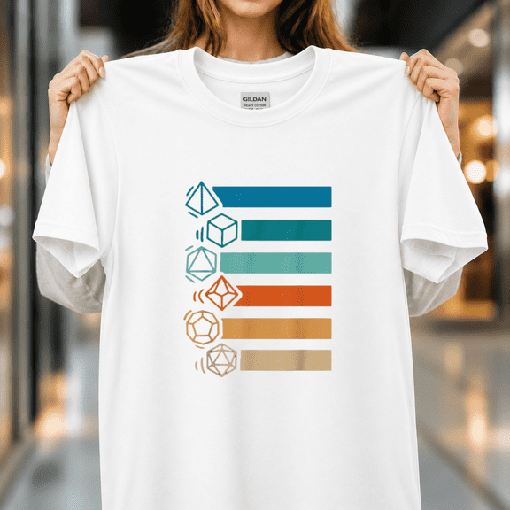 Rpg Gamer Retro Polyhedral D20 Dice Set Nerdy Strategy Hobbyist Design Unisex T-Shirt, S-5XL